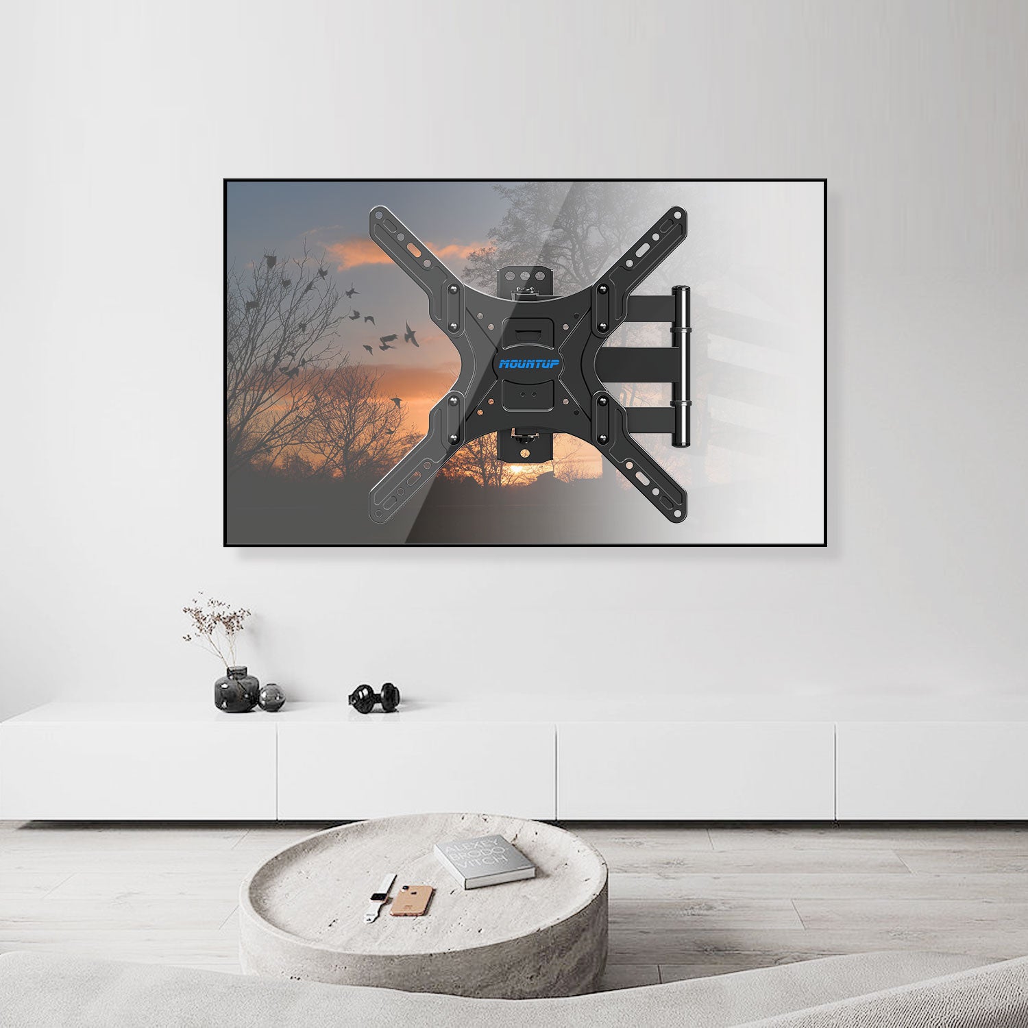 Soporte de pared para TV, soporte de pared para TV de perfil bajo, se  adapta a la mayoría de televisores LED LCD OLED de 26-55 pulgadas con  pernos de