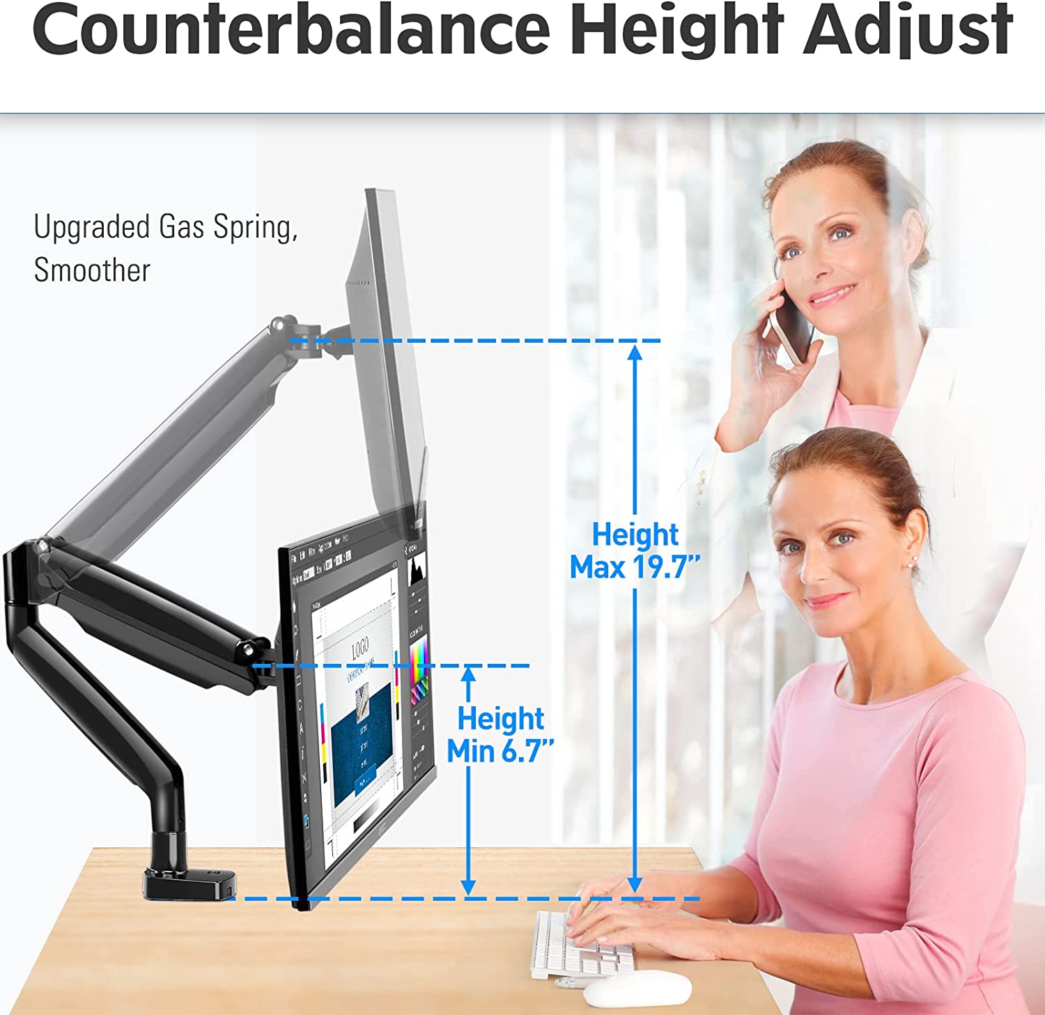 height adjustable single monitor arm 