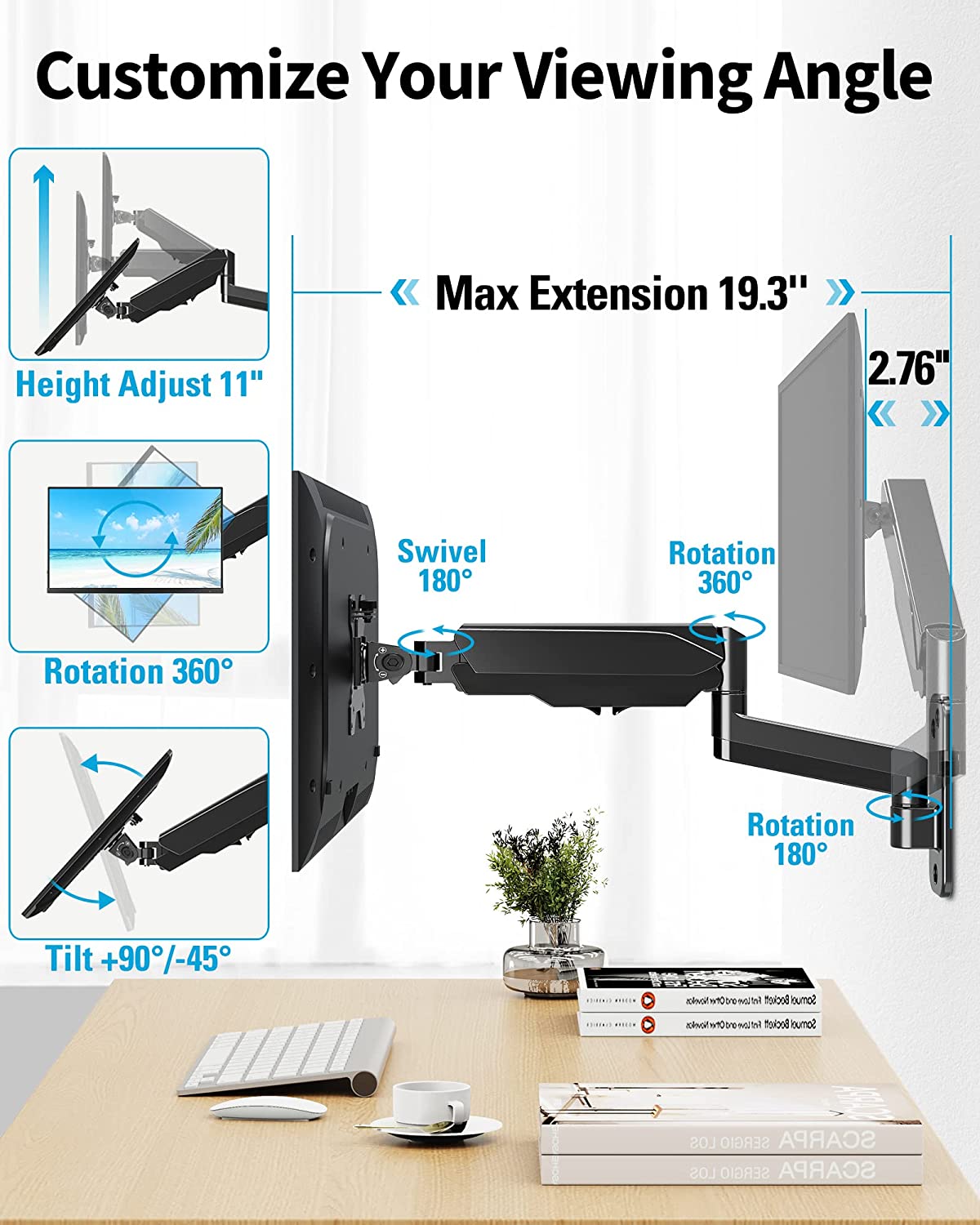 adjustable wall mount for monitor customizes your viewing angle