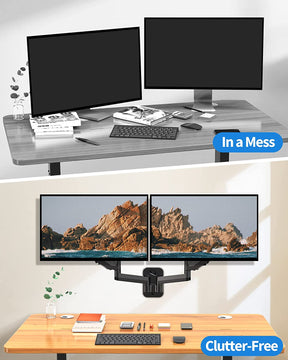 dual monitor wall mount clutter free