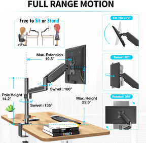 single monitor stand with full range of motion