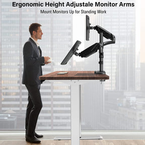 dual monitor arm for standing work position