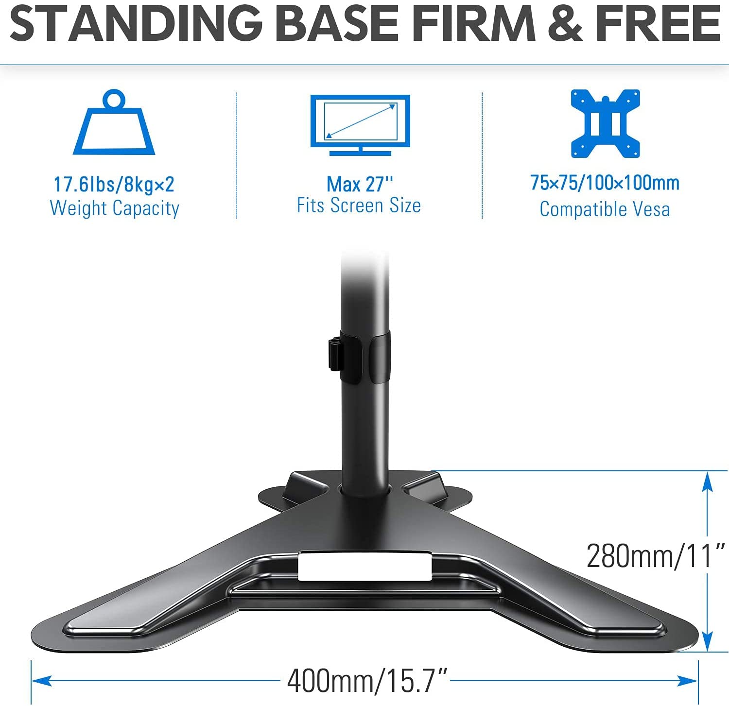MOUNTUP Dual Monitor Desk Stand for Screens Up to 27'' Monitor MP1002