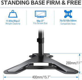 Dual Monitor Stand loads up to 17.6 lbs per arm