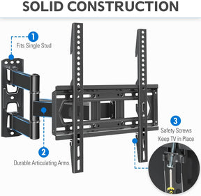 single arm TV mount with solid single articulating arm