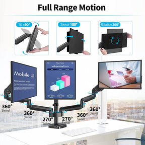 3 monitor mount with a full range of motion