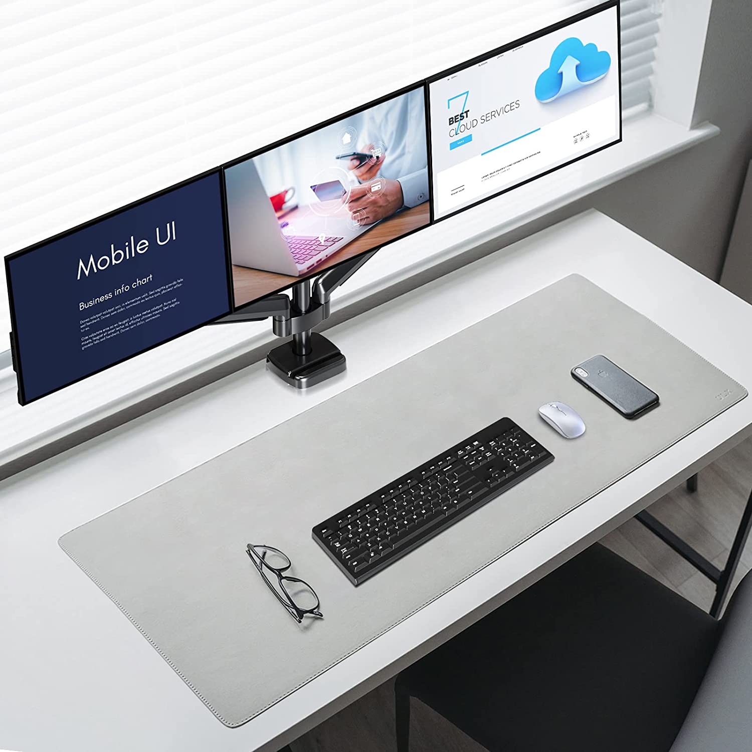 3 monitor stand declutters your desk