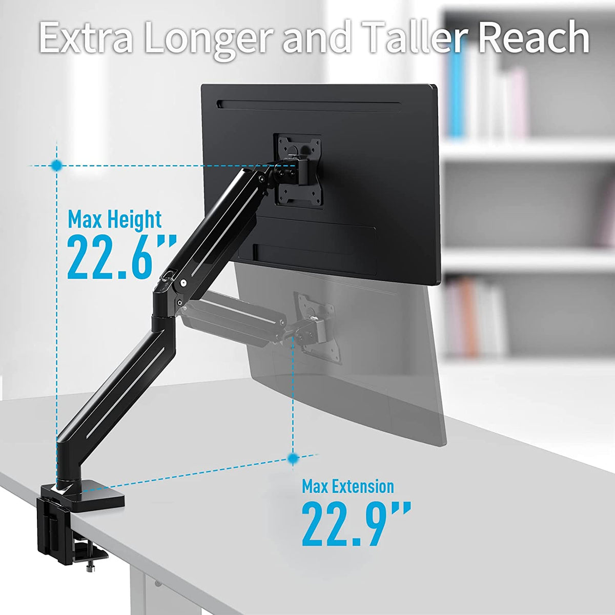 MOUNTUP Single Monitor Desk Mount With Gas Spring Arm for 42’’ Monitor