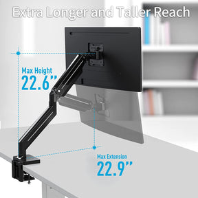 height adjustable single monitor arm with max 22.9'' extension