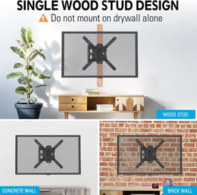 corner tv mount on single wood stud or concrete/brick wall