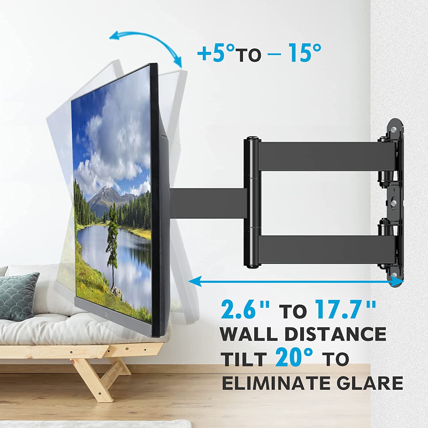 tiltable and extendable wall mount for TV