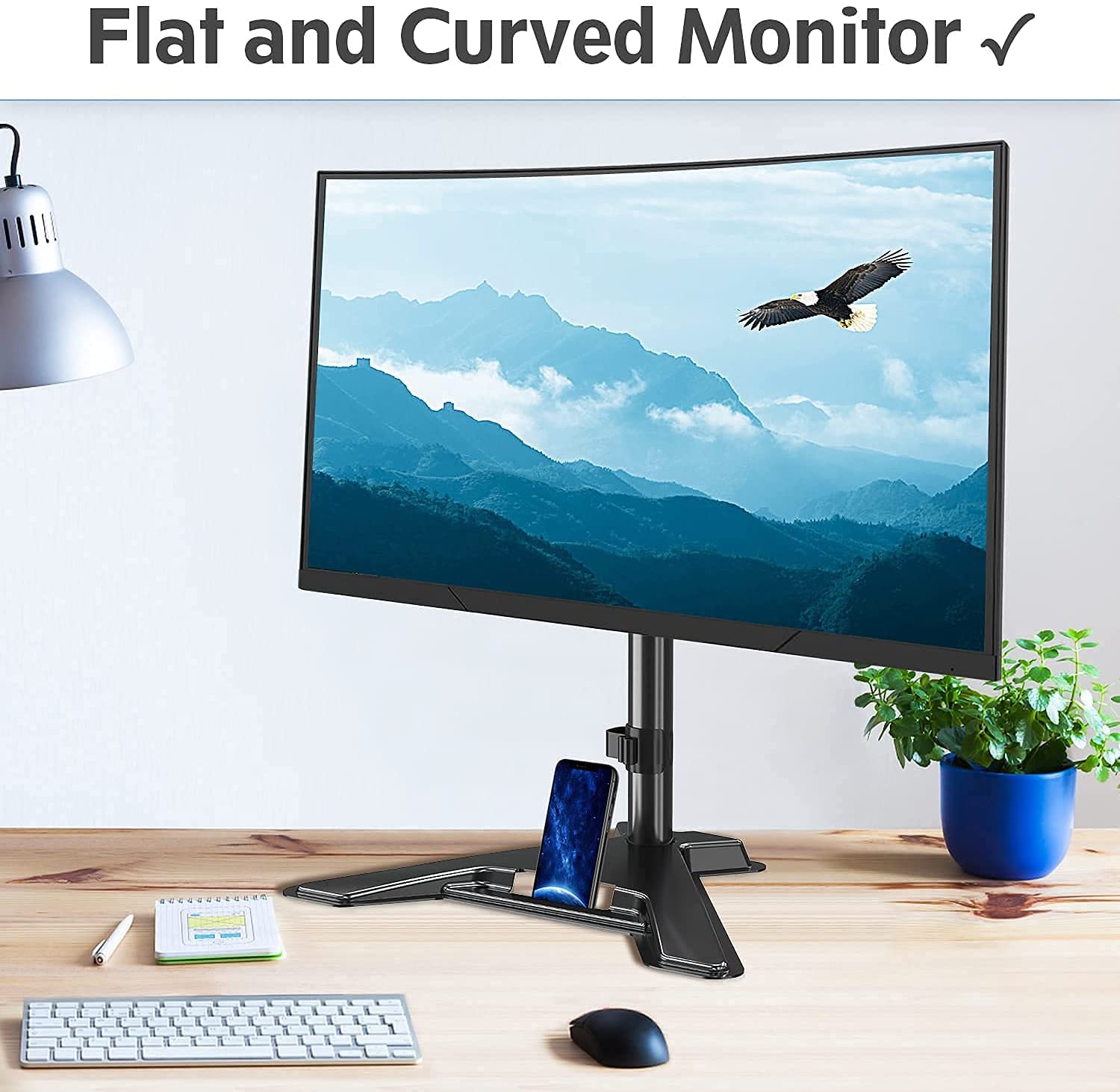 single monitor stand for flat or surved monitors