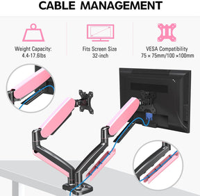 pink single monitor arm for max 32'' monitors