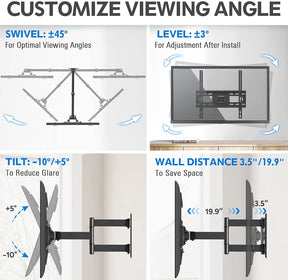 full motion tv wall mount customizes viewing angles