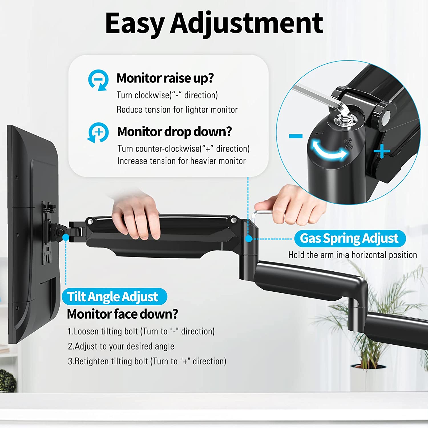 adjust tension according to the monitor's weight