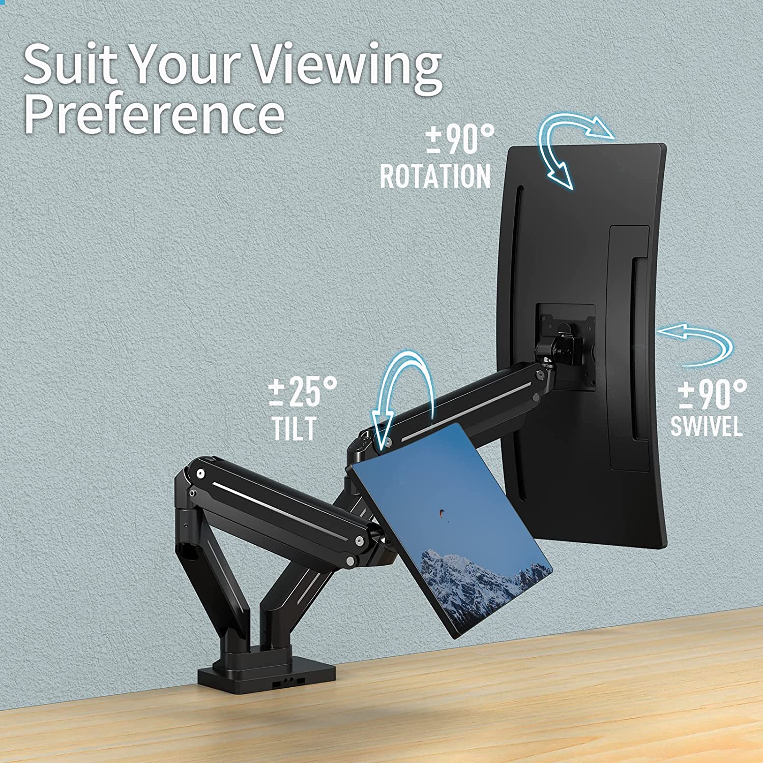 dual monitor mount suits your viewing preference