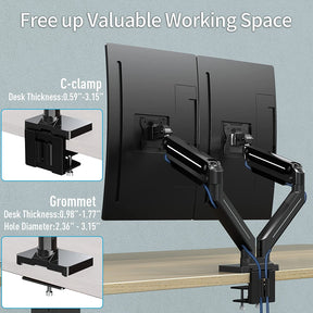 dual monitor mount frees up desktop