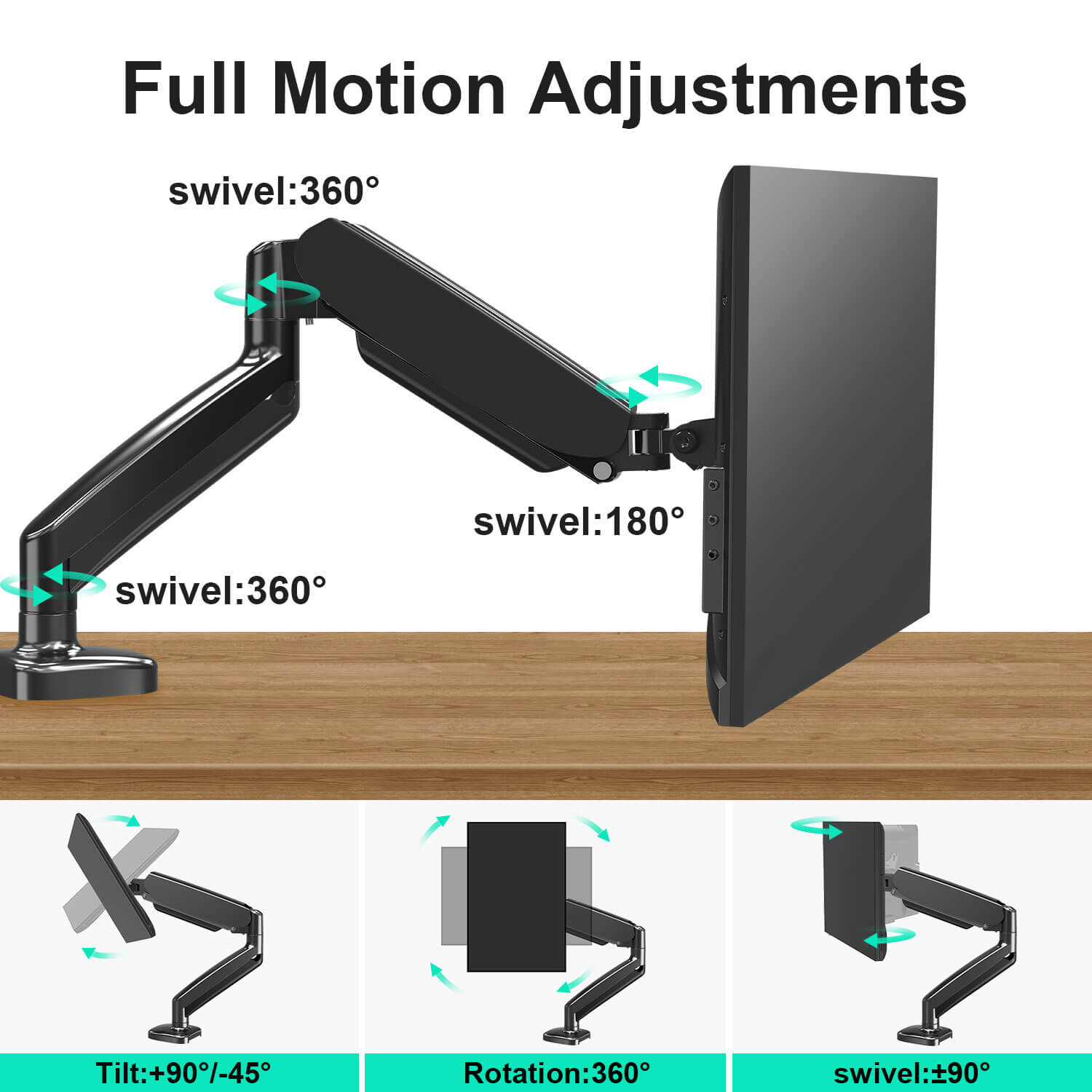 full motion single monitor arm