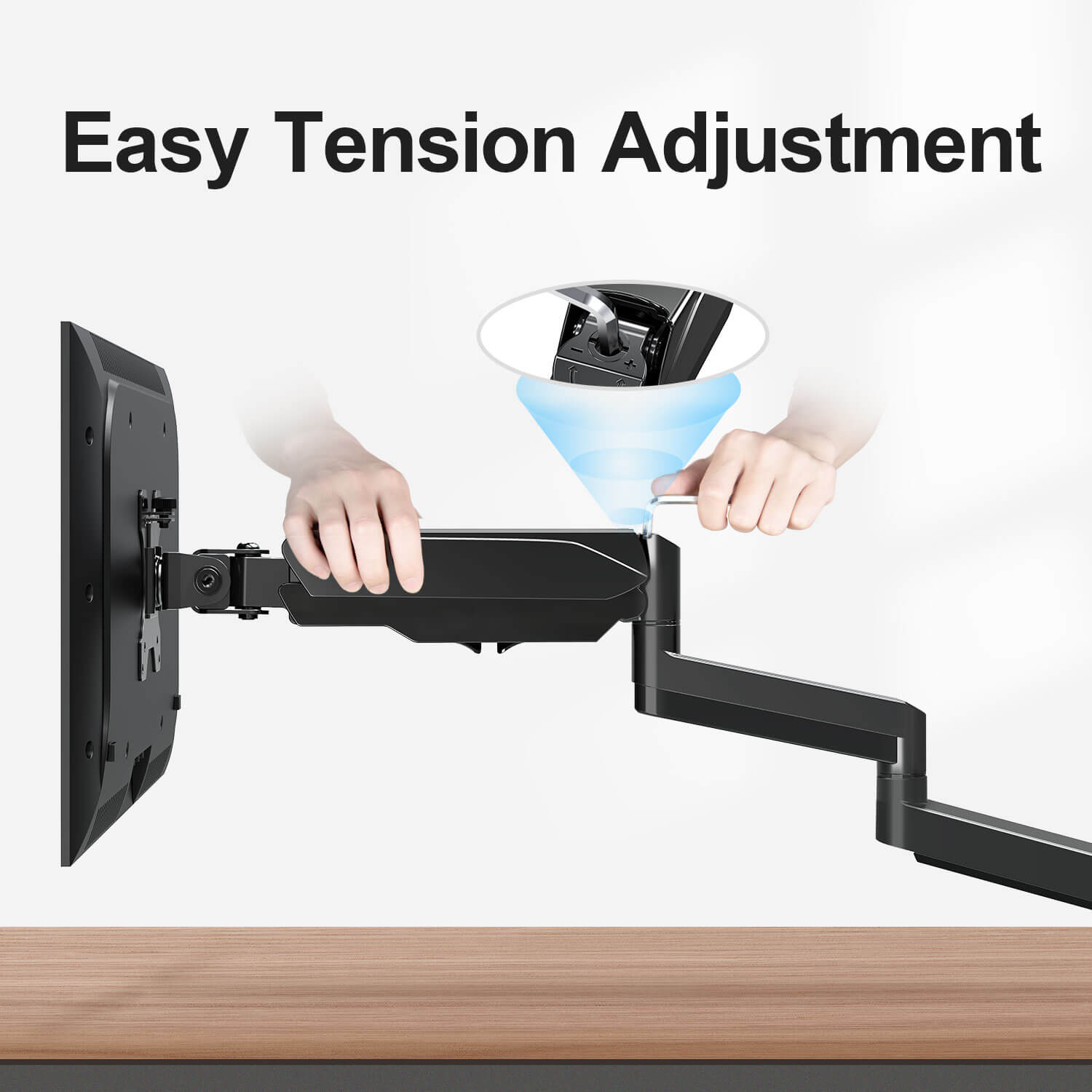 easily increase or decrease the tension to adjust the monitor flexibly and smoothly