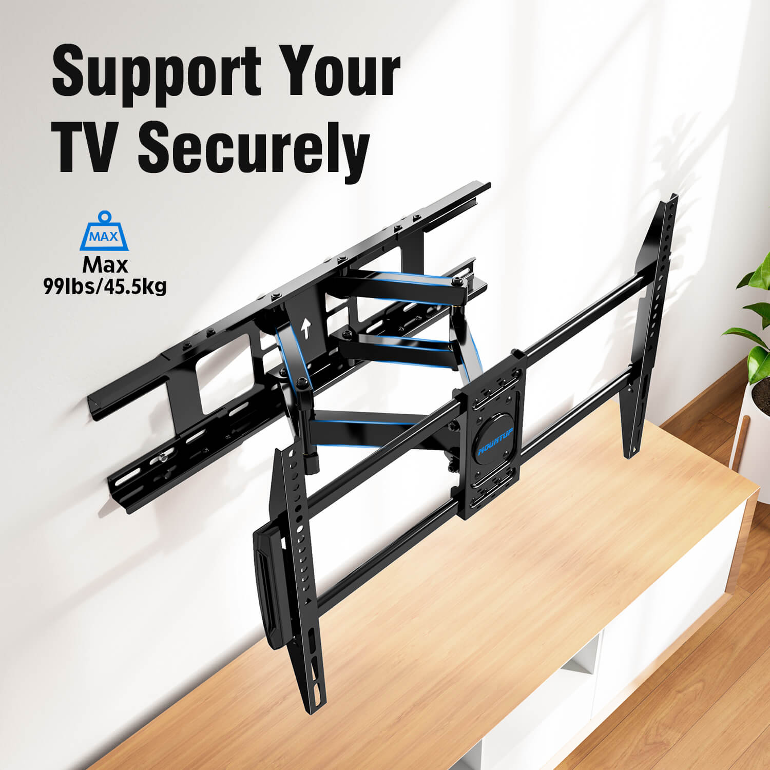 MOUNTUP Soporte de pared para TV con certificación UL, soporte de TV  inclinable para la mayoría de pantallas planas de 37 a 75 pulgadas, soporte  de