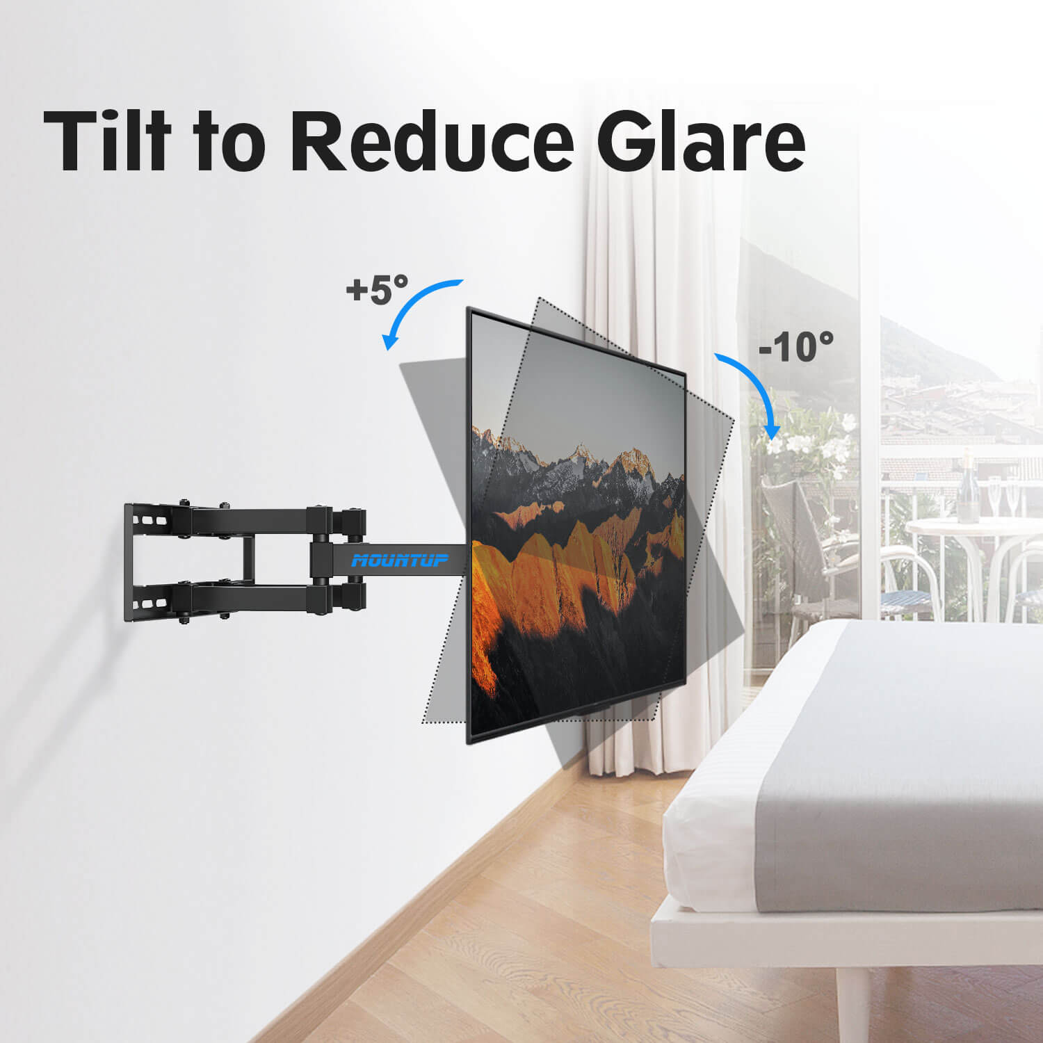 swivel wall mount tilts down to reduce glare