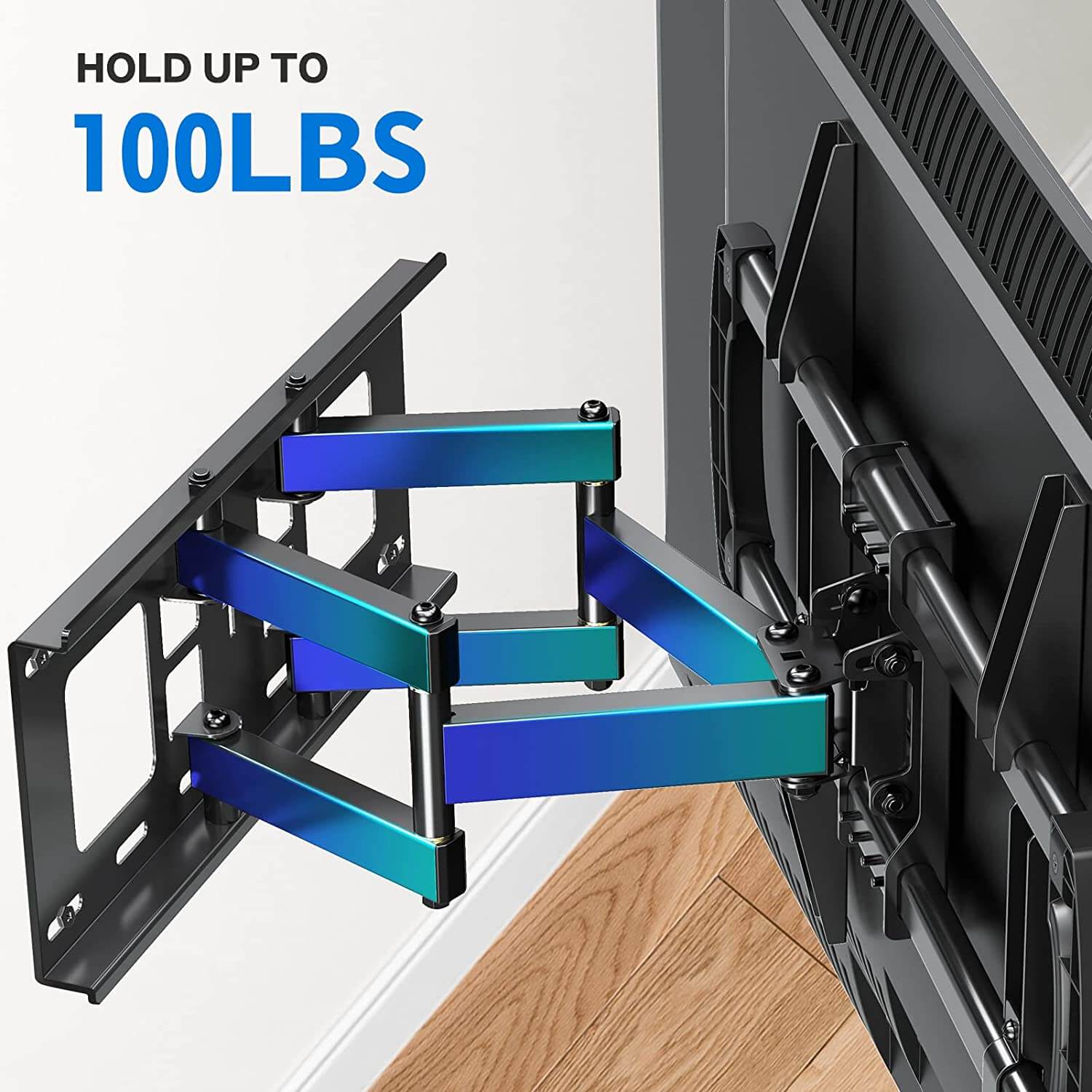 heavy duty TV wall mount holds up to 100 lbs.