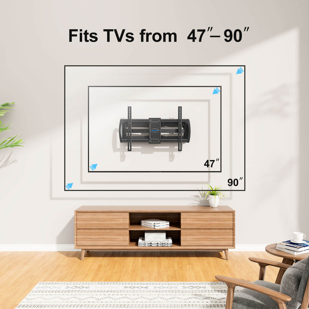 Full Motion TV Wall Mount for 4790 inch Large TVs MOUNTUP