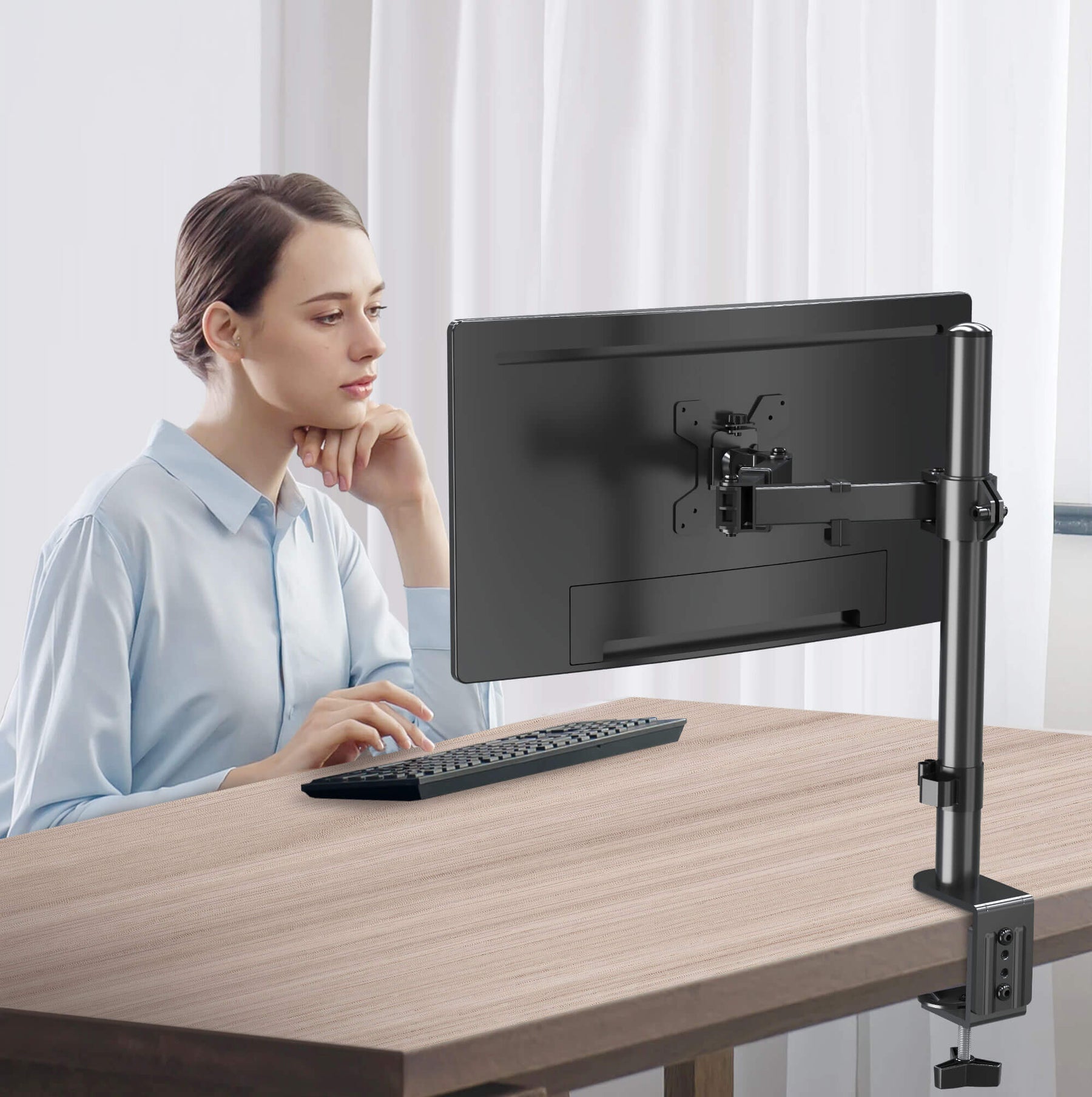 TAVR Furniture Free-Standing Single Monitor Stand – Fits Up To 32 Inch Screens, Height Adjustable & Swivel