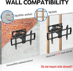 installs on concrete/brick wall or 16'' wood studs