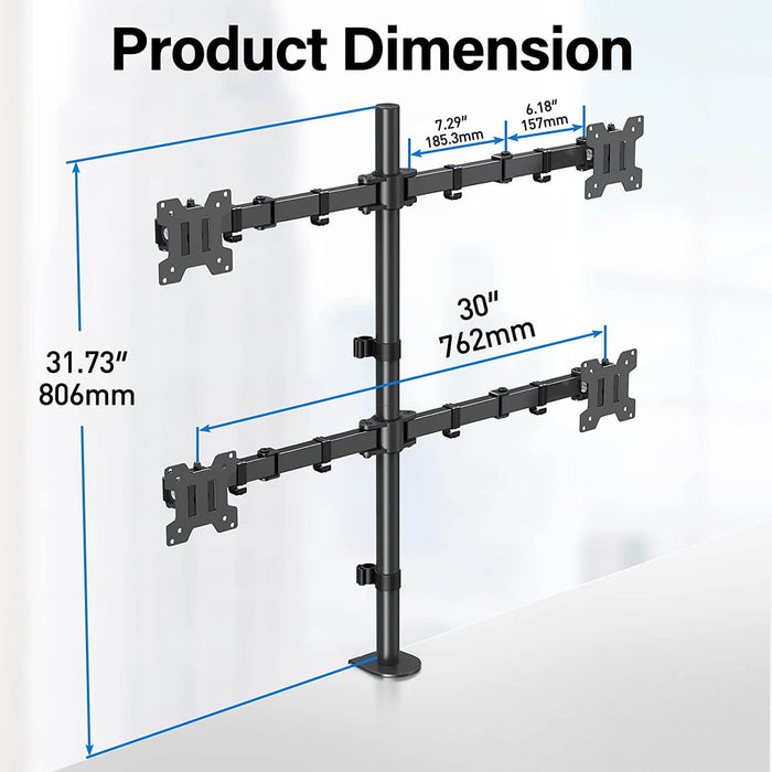 MOUNTUP Quad Monitor Desk Mount for 13''-32'' Monitors MU3007