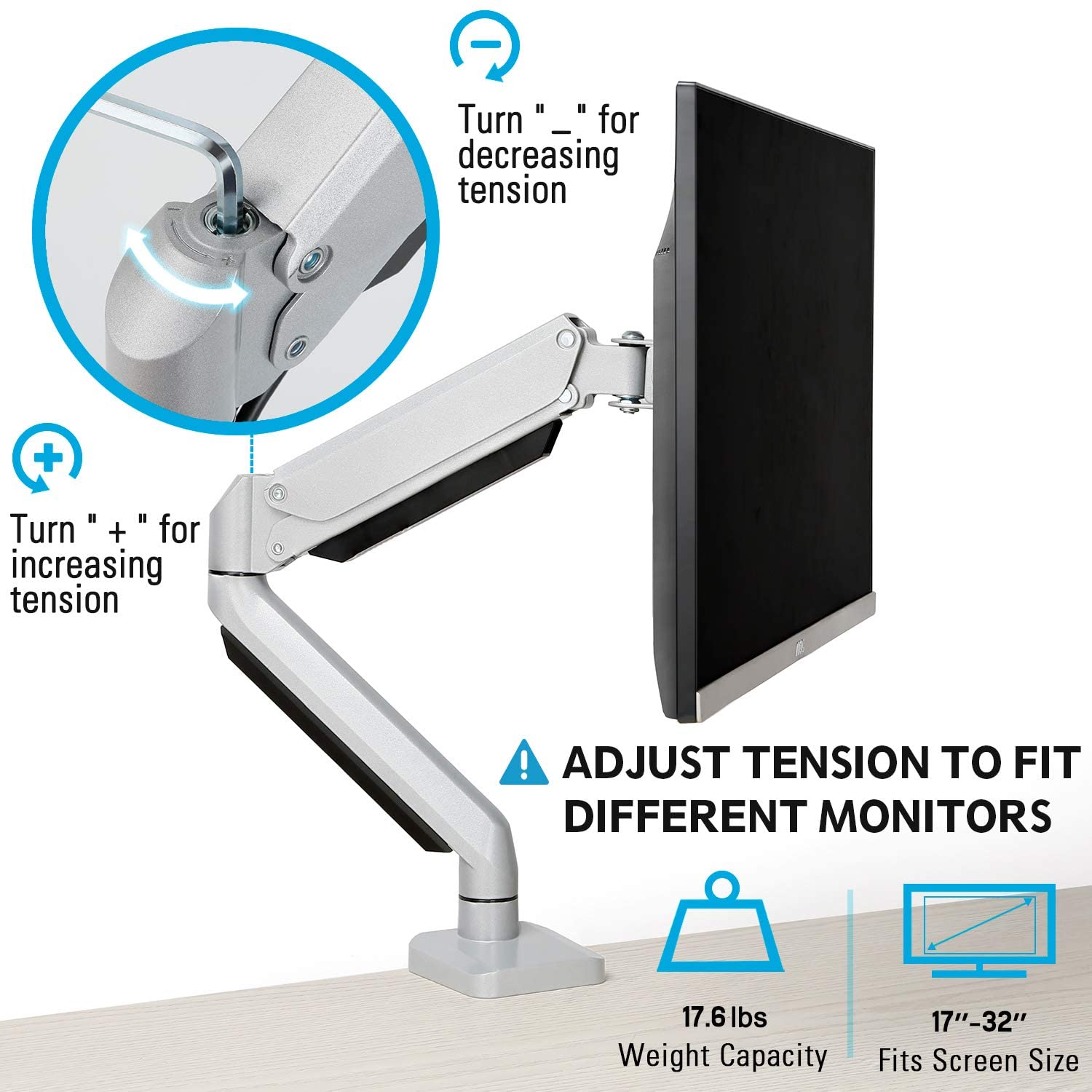  MOUNTUP Single Monitor Desk Mount, Adjustable Gas